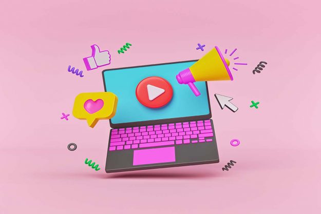 Laptop,And,Colorful,Graphic,Elements.,Business,Advertising,And,Promotion,Concept.